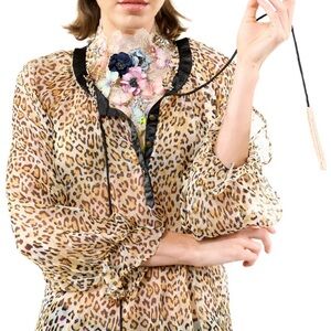 NWT Aratta Leopard Print Sheer Blouse, M